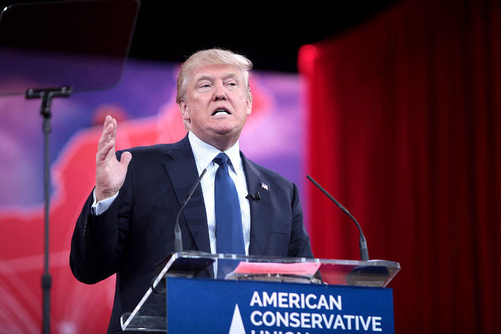 Donald Trump speaking at CPAC 2015 in Washington, DC.